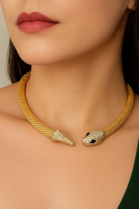 Noir Serpenté™ Gold-Toned Black AD Hasli Choker ✨🐍
